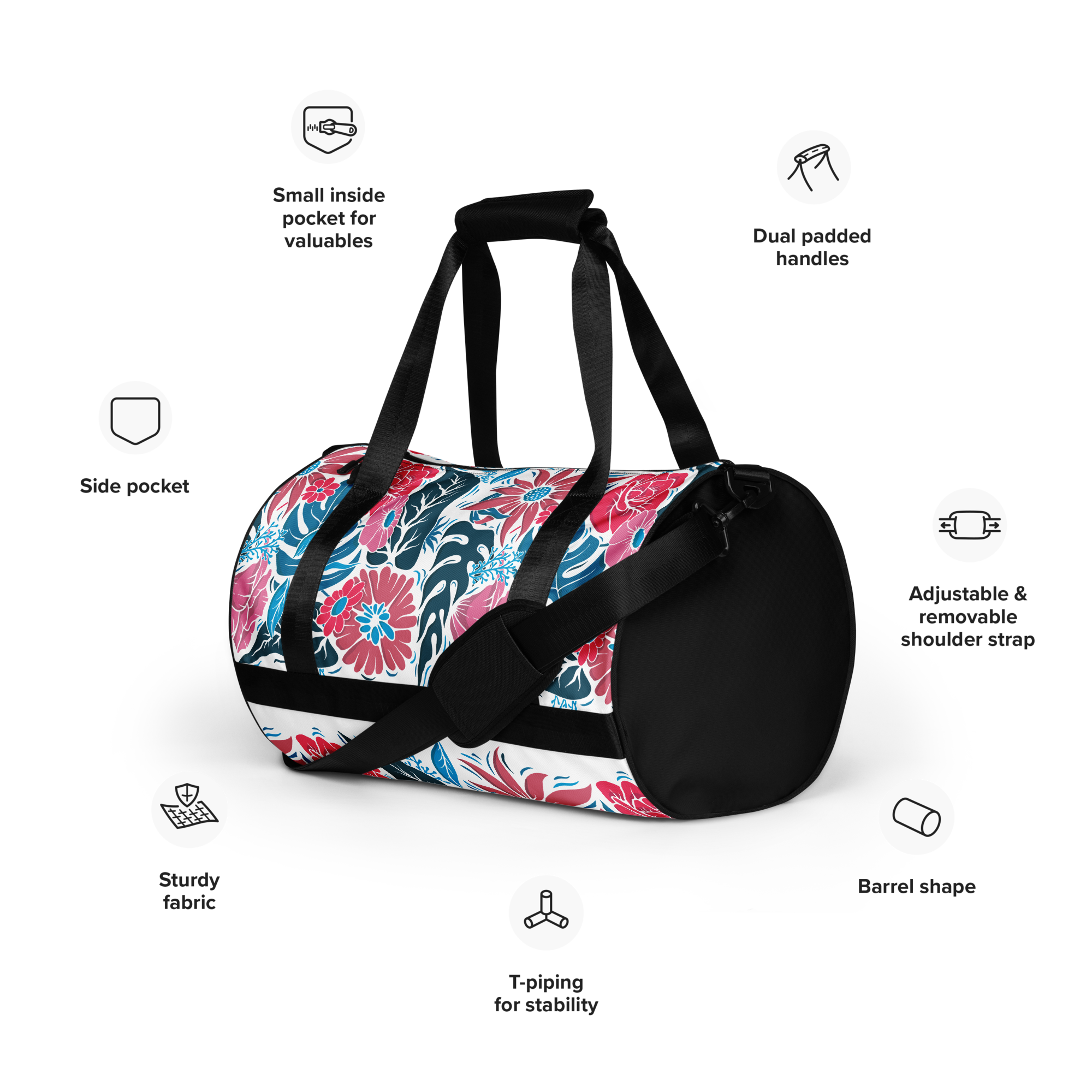 Draper Floral Gym Bag White