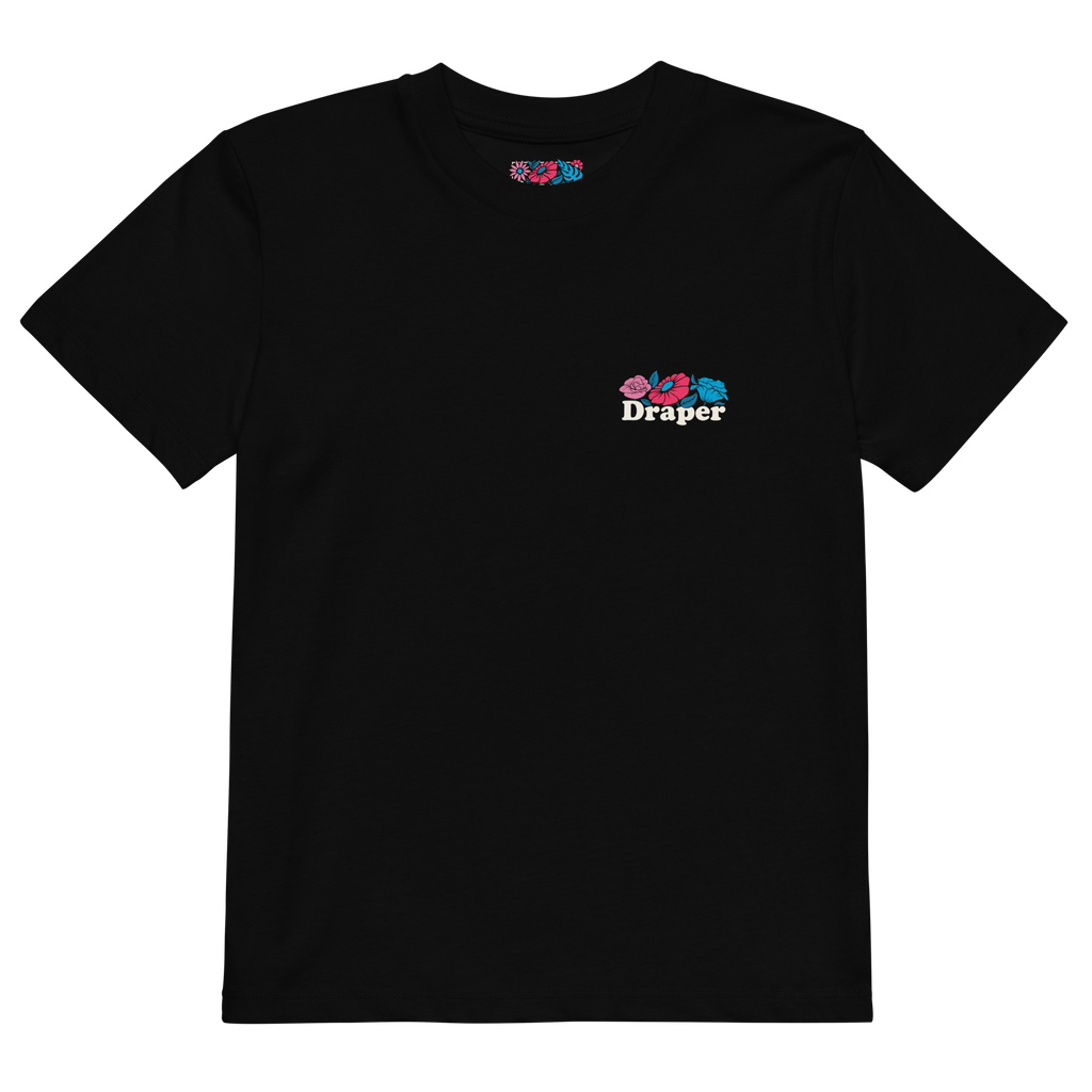 Draper Floral Black Organic Cotton Kids T-shirt